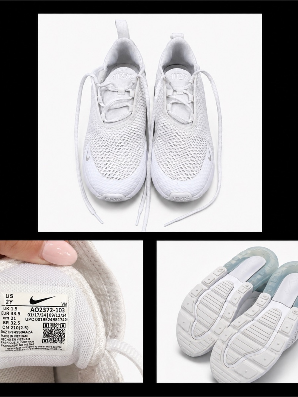 Air Max 270 Nike White Kids Mesh Sneakers